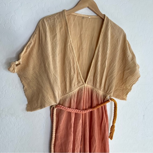 Z&L EUROPE Deep V-Neck Tassel Rope Belt Ombre Maxi Dress / Swim Cover Up - Picture 5 of 10